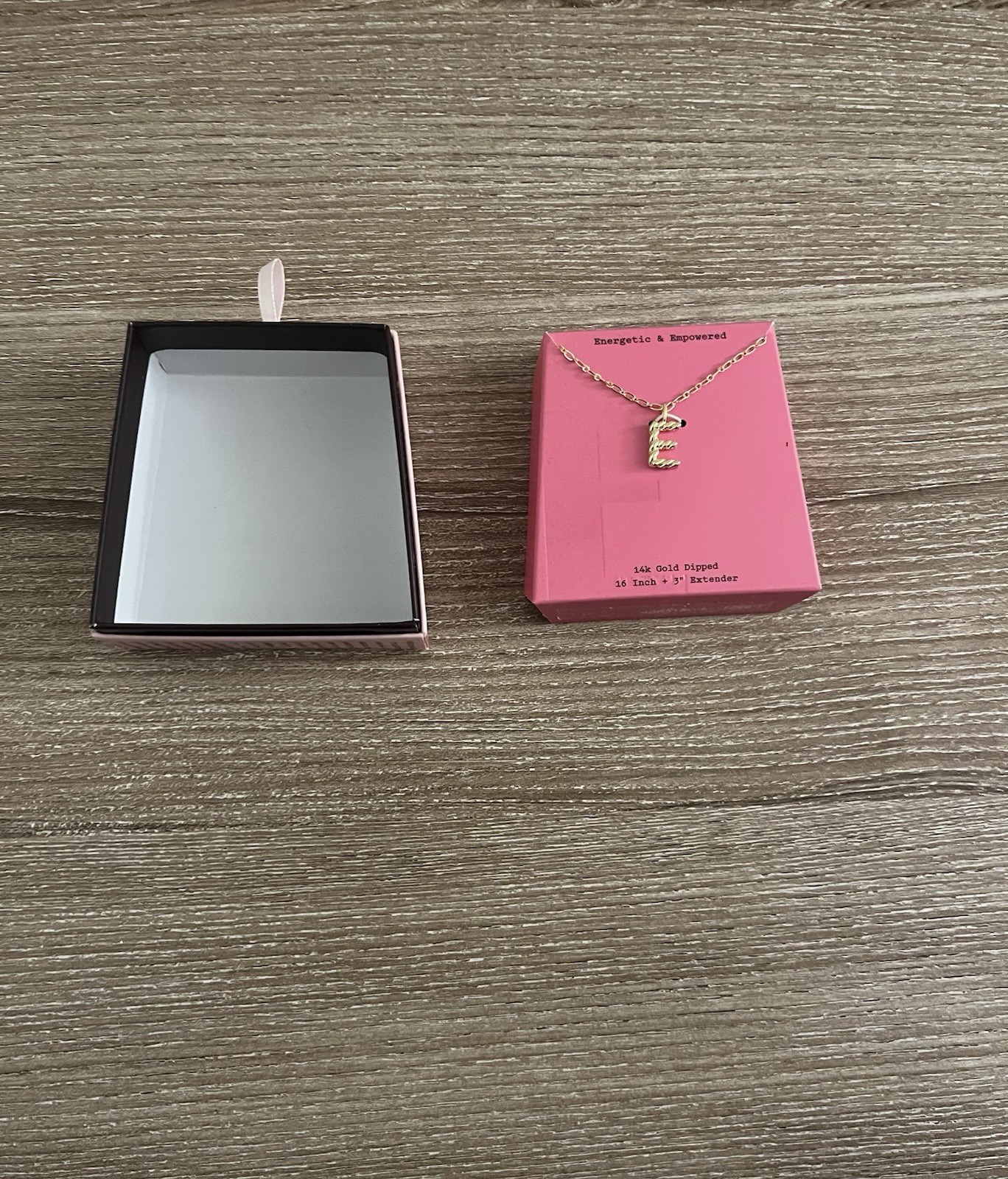 A New Day E Initial Necklace 14k Gold Dipped, 16 Inch + 3” Extender