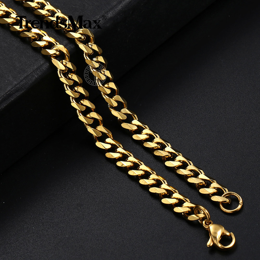 Women Cuban Chain Necklace Choker Gold Plated Stainless Steel Link Jewelry 16/18