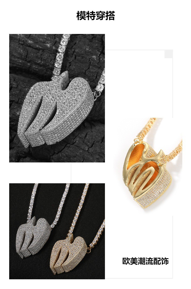 Hip Hop Jewelry Swallow Pendant Tennis Chain Necklace Gold Filled Cz Accessories