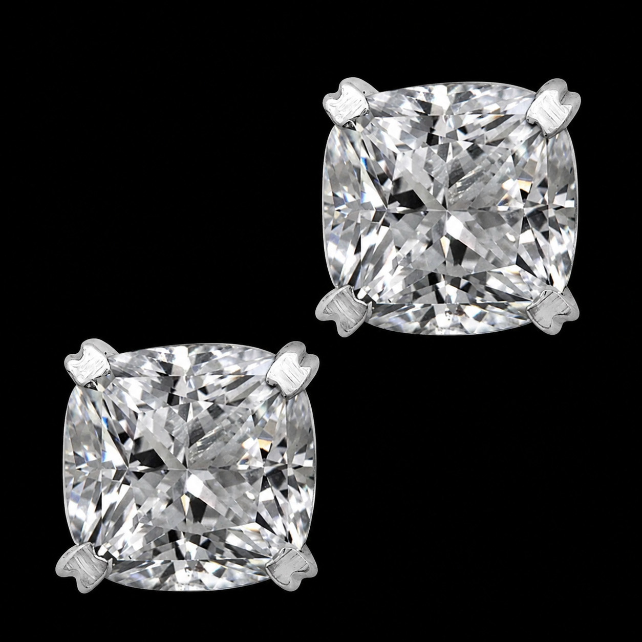 7mm Cushion cut White CZ 925 Sterling Silver Unisex Solitaire Stud Earrings