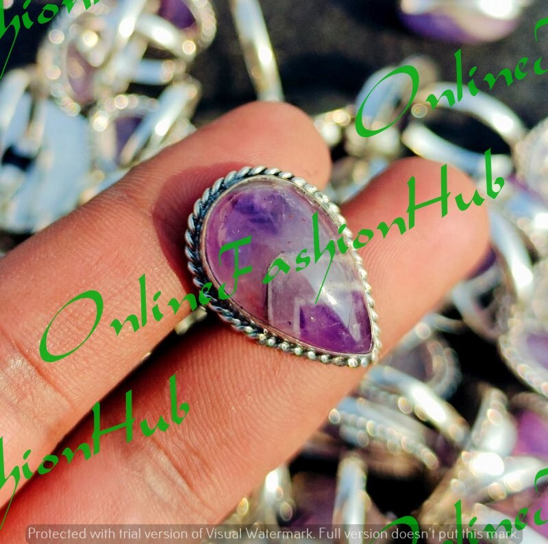 “Wholesale Lot of Amethyst Gemstone Rings – 925 Sterling Silver Plated Jewelry”