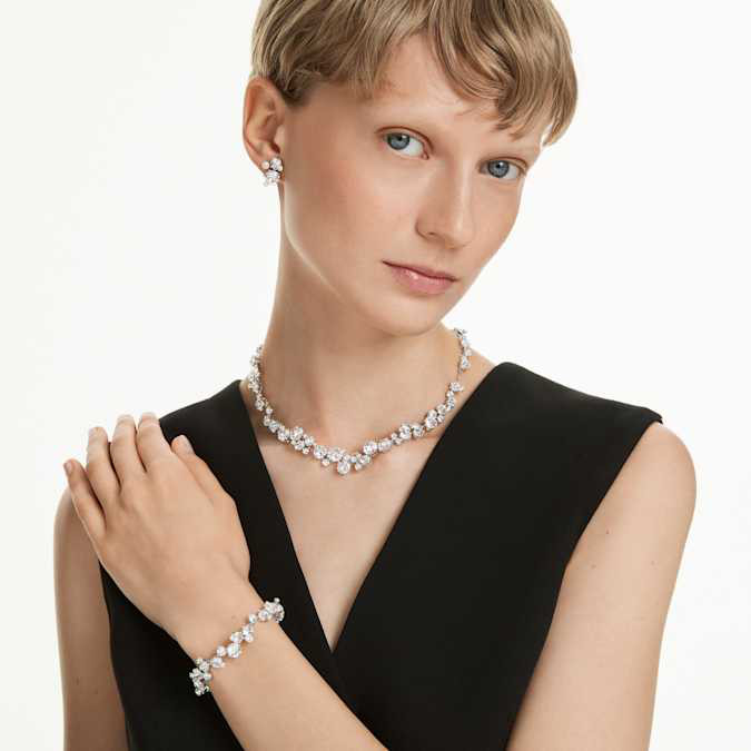 Swarovski Constella Set Mixed cut, white, rhodium plated