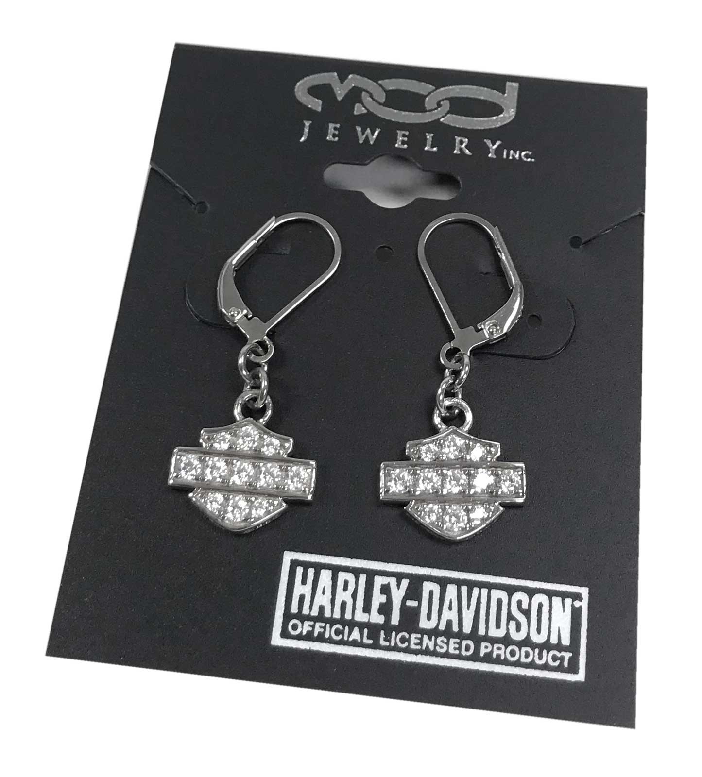 Harley-Davidson Women’s Earrings, Bling Bar & Shield Dangles, Silver HDE0183