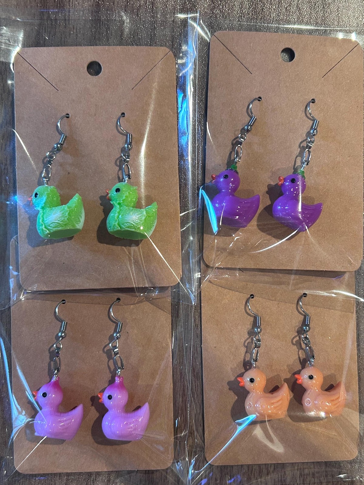 Vegetable Duck Earrings Set – 8 Pairs of Cute-Veggie Duck Earrings, Pumpkin,