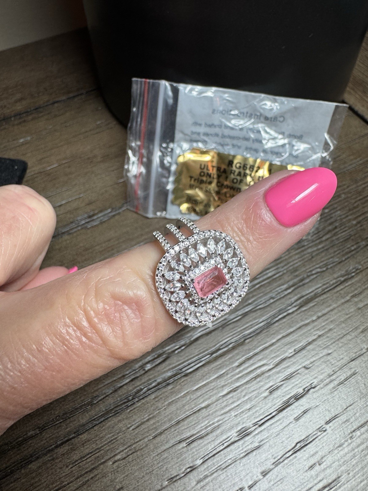 Bomb Party Ultra Rare Unicorn Ring Size 7 Rose Quartz Sterling Silver Triple Cro