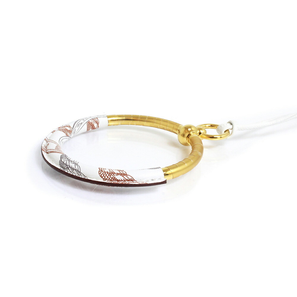 Hermes DELLA CAVALLERIA Loop Grand Vaux Swift Blanc White Pendant Necklace