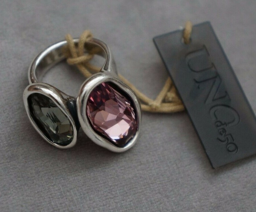 NEW UNO de 50 Pink Grey Elements Crystal YES YES Silver Ring 6 8.5 9 S M L XL