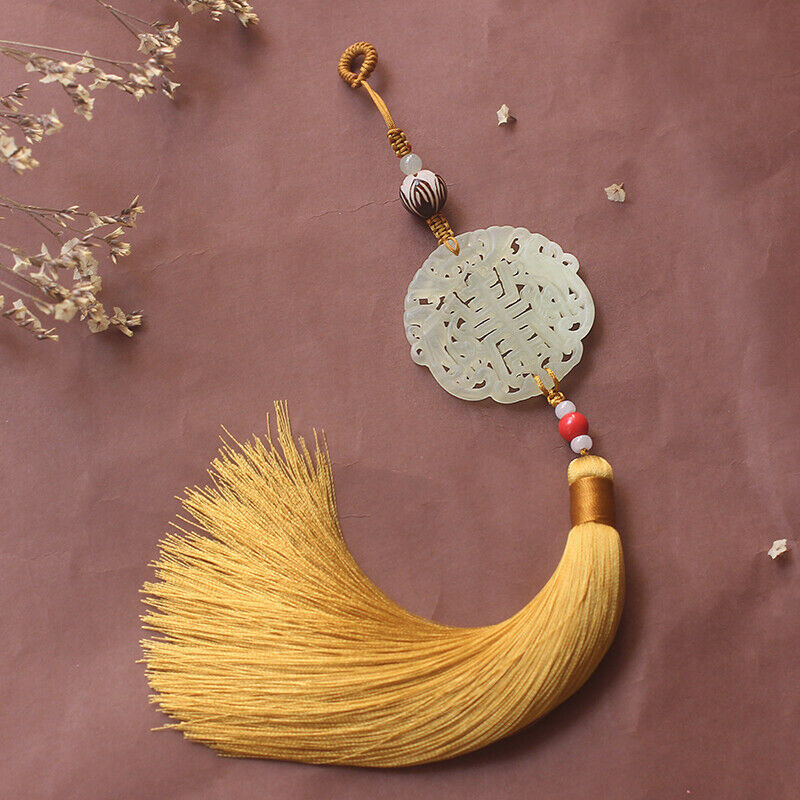 Exquisite Chinese Style Natural Jade Tassel Pendant Cheongsam Hanging Ornament