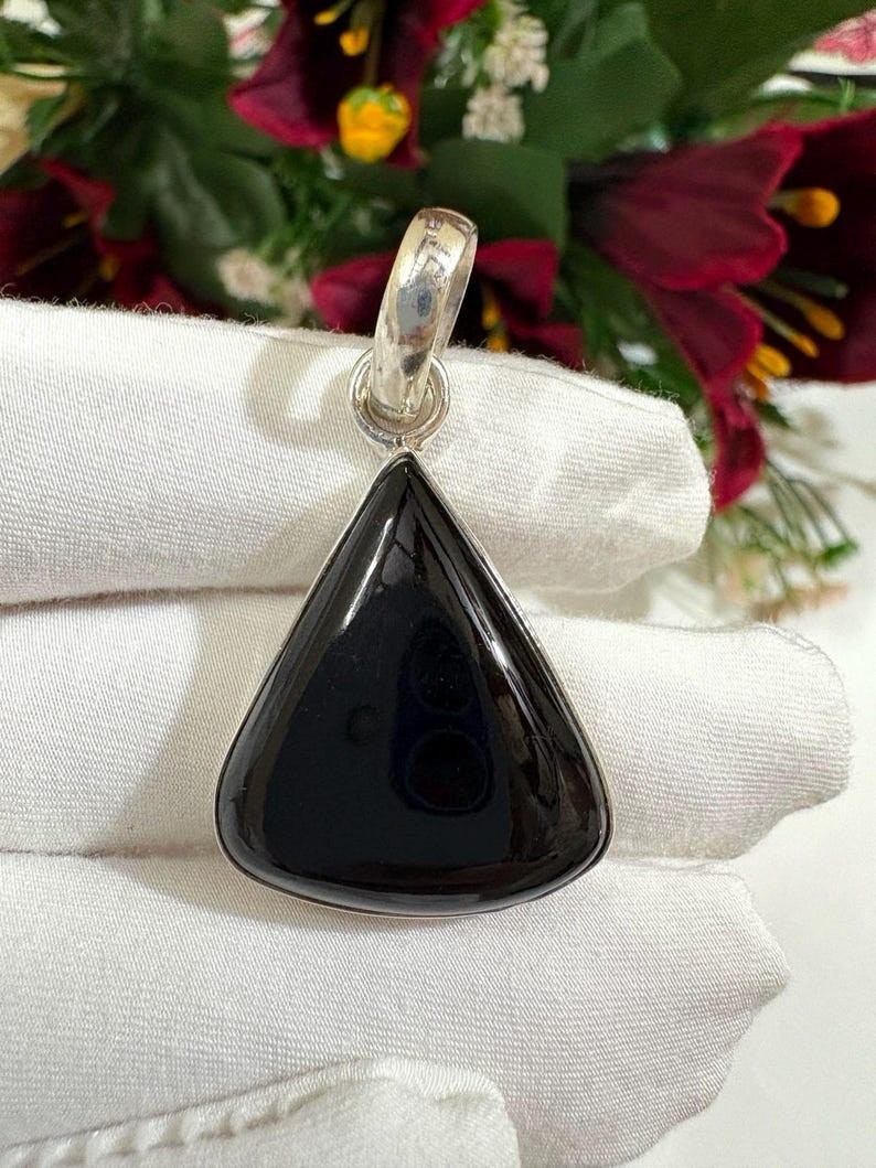 Natural Black Tourmaline Pendant 37.15Ct 925 Silver Crystal Jewelry