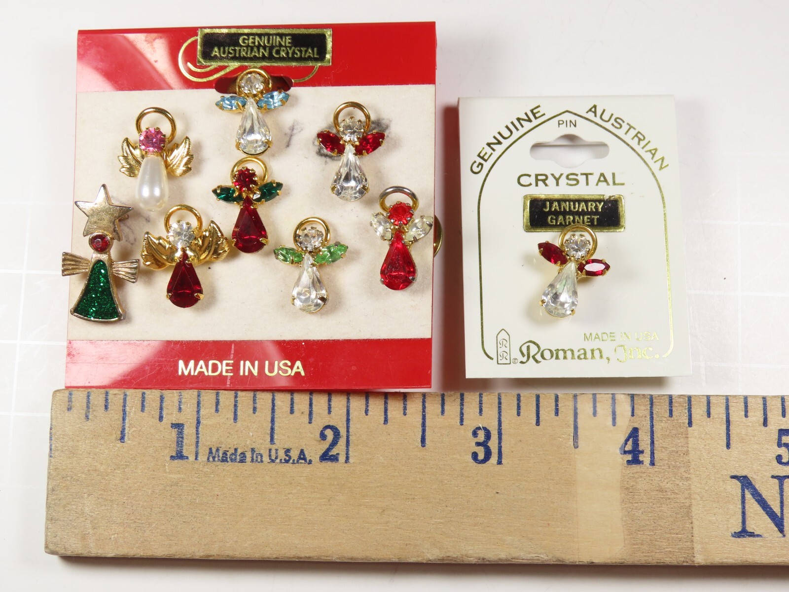 Christmas Lapel Pins Genuine Austrian Crystal Roman Inc 9 Gorgeous Vintage C5415