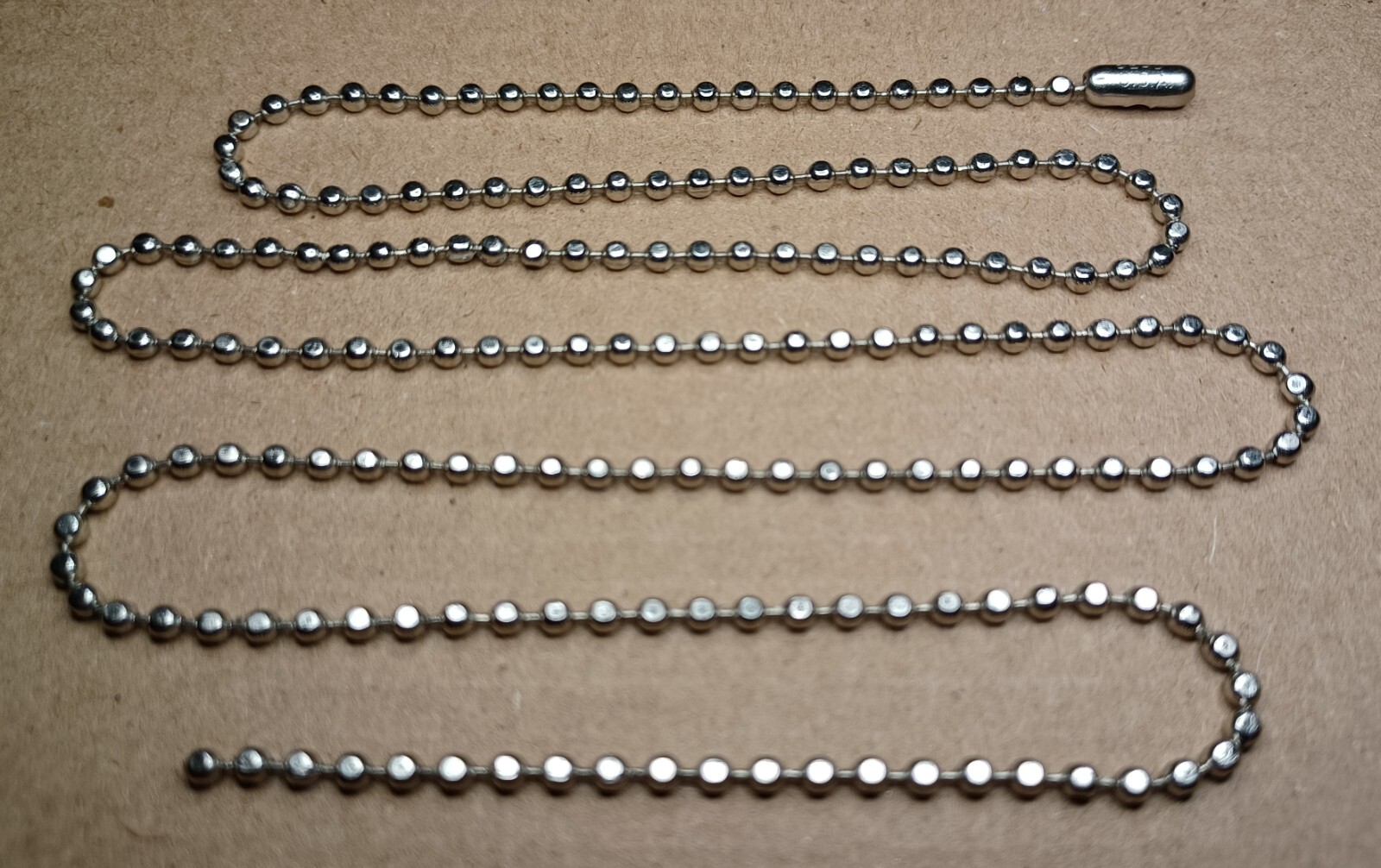 24″ Silver NP Steel 2.4mm Flat Ball Bead Military Type Dog Tag Chain USA Made