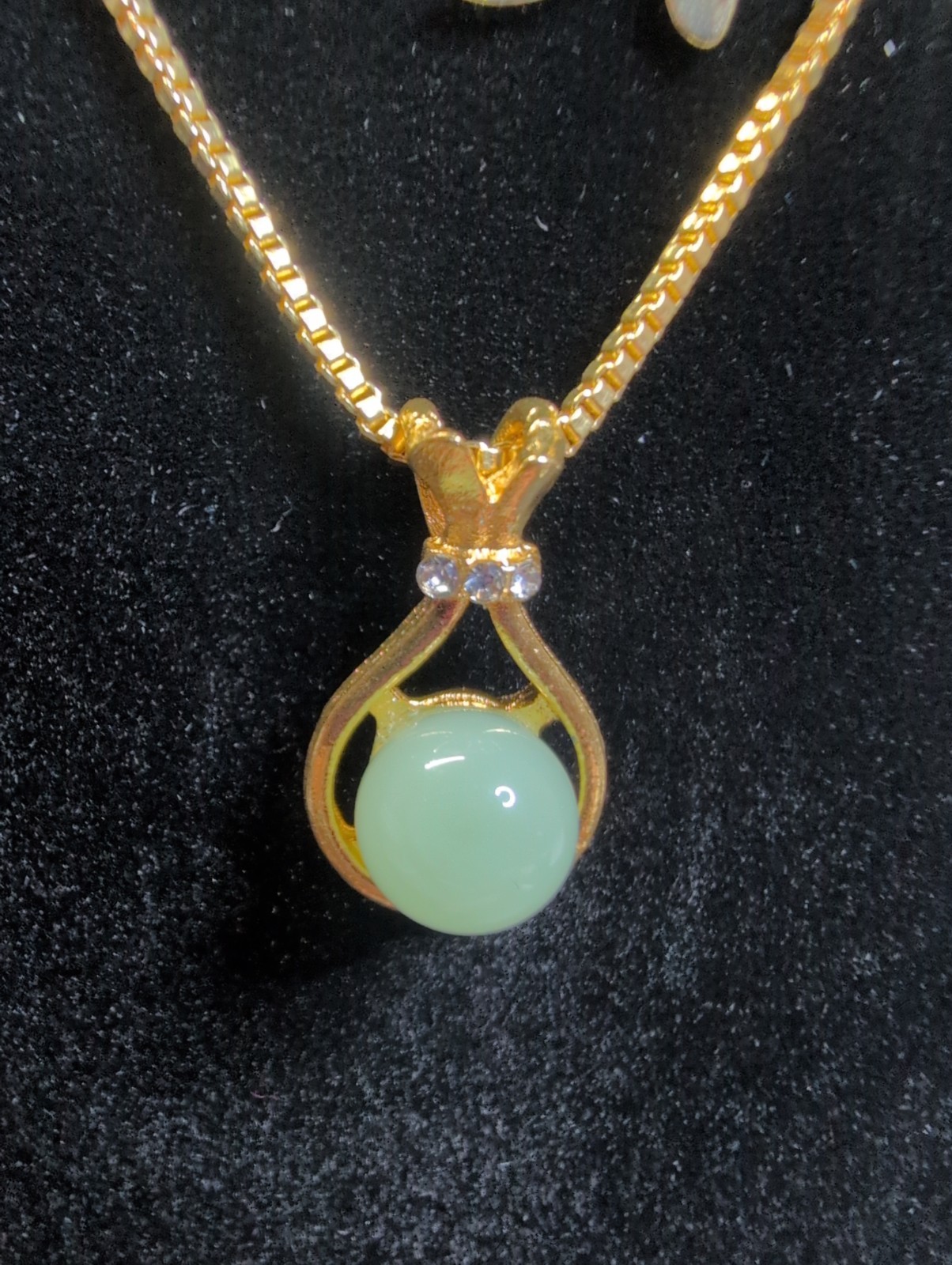 Gold Tone And Aqua Rhinestone Necklace And Bracelet Set With Butterfly 18-in…