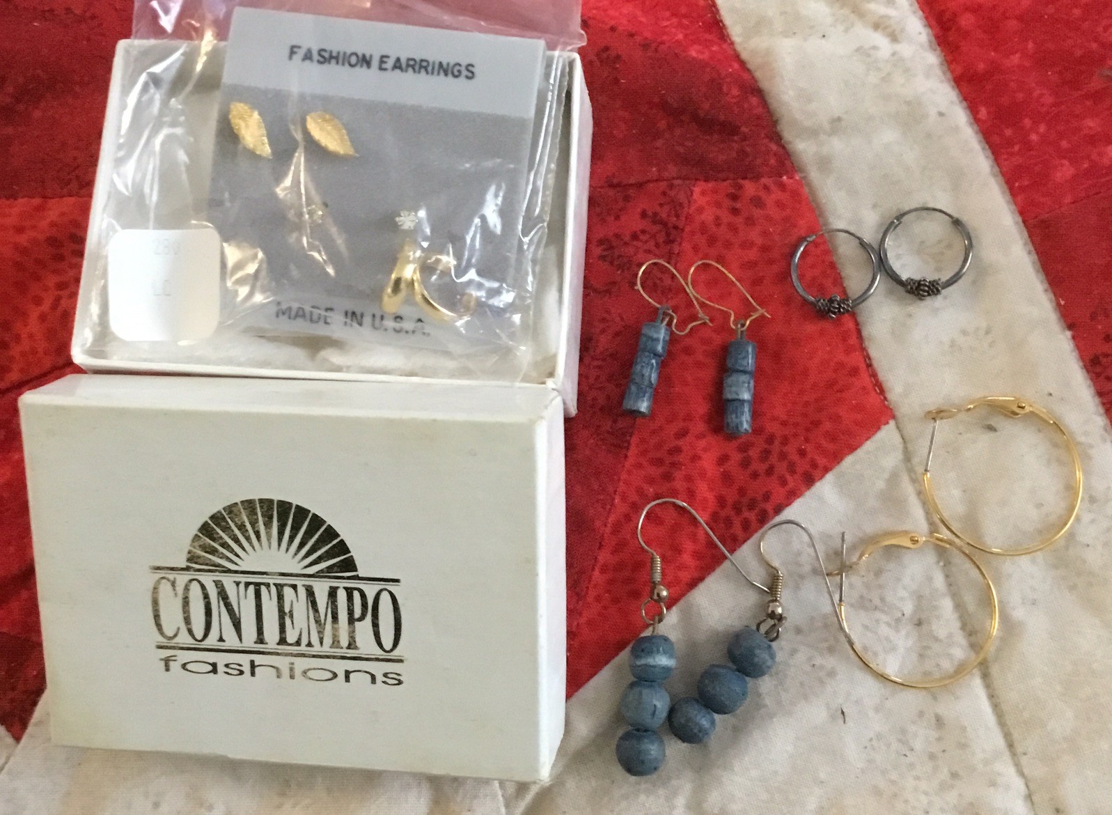 Set Of (3) Contempo Pierced Earrings Plus (4) Other Fashion Earrings