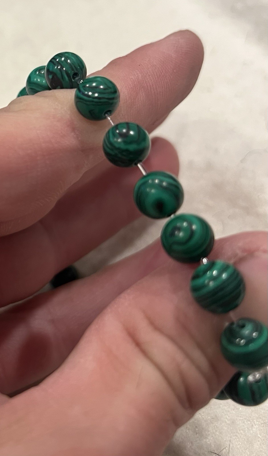 Natural 8mm Malachite Stone Beaded Bracelet Green Gemstone Stretchy – Free Ship