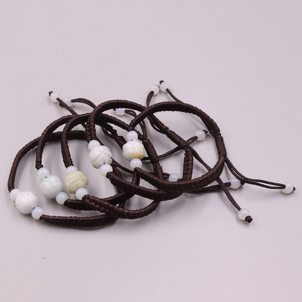 5pcs Real Grade A Natural Jade Men Women Lucky Rose Flower Beads Bracelet