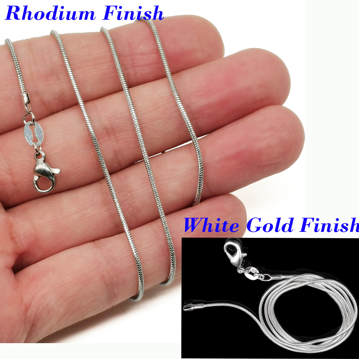 Designer Inspired Real 925 Sterling Silver Italian 2mm Wide Snake Chain Necklace