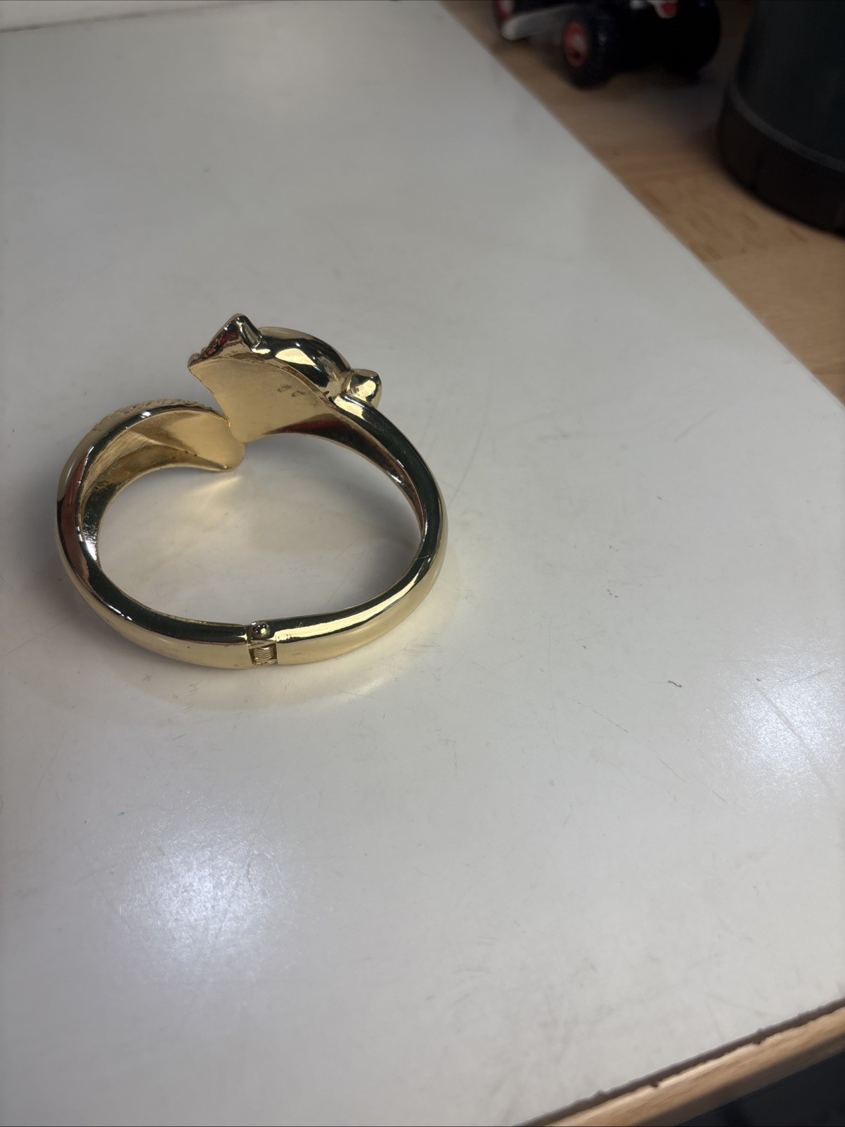 Gold Tone Fox Design hinged Bracelet Not Branded