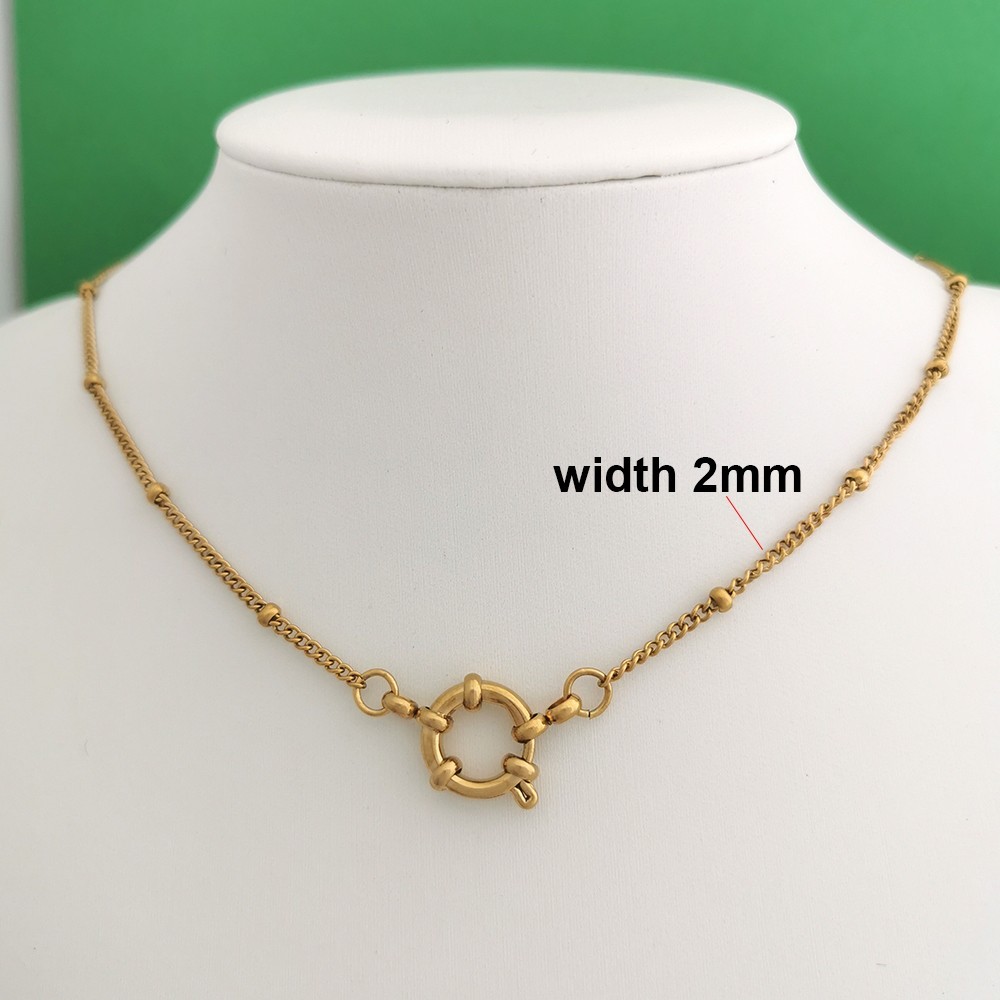 316L Stainless Steel Paperclip Chain Sailor Clasp Choker Necklace PVD Gold Women