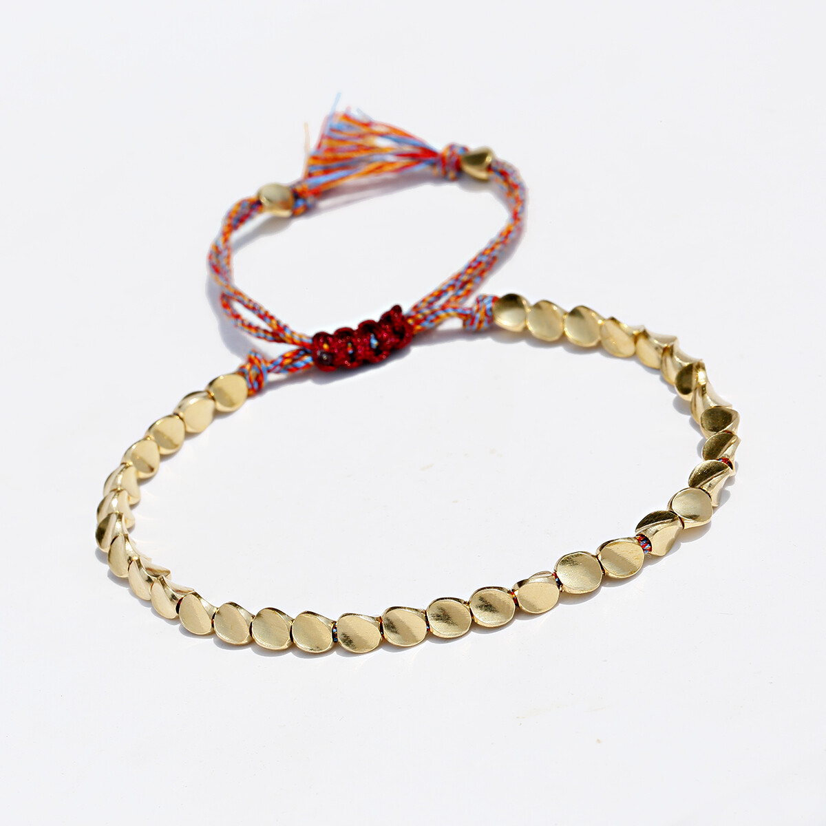 Lucky Red Rope Copper Beaded Bracelet Tibetan Buddhist Women Men Handmade Gift