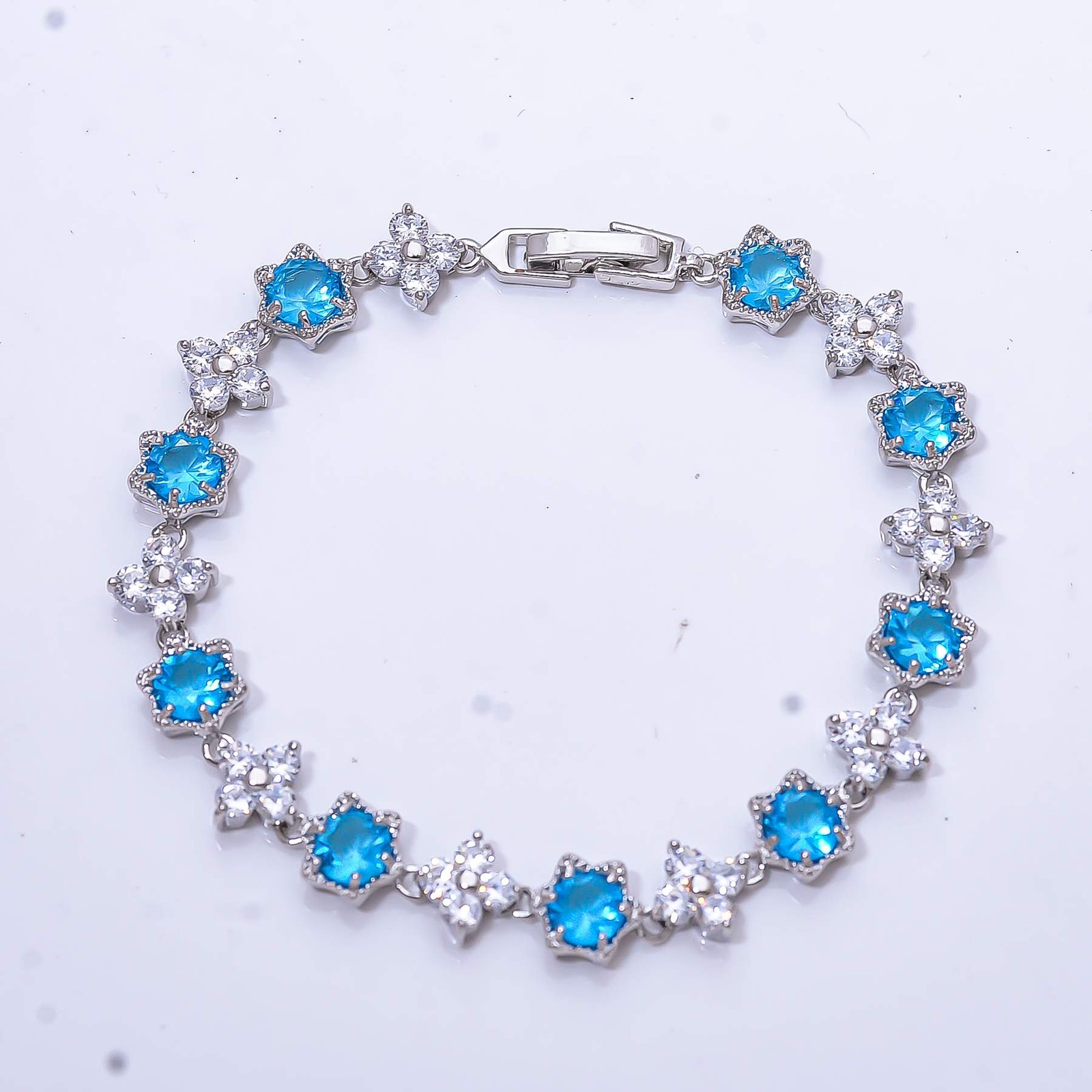 London Blue Topaz & Cubic Zirconia 925 Sterling Silver Tennis Bracelet 8.99″ B61
