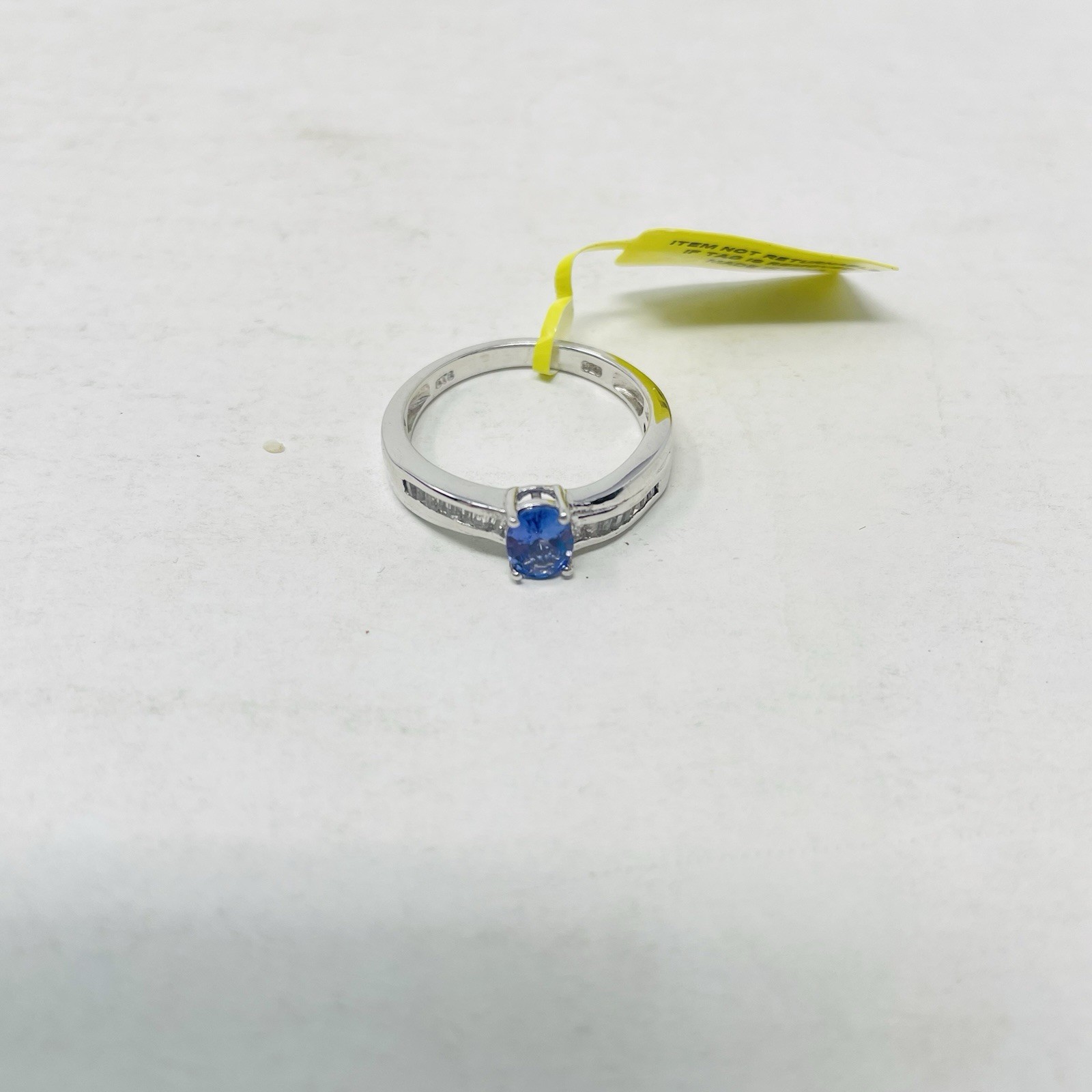 Shop LC Tanzanite/White Topaz Size 8 Platinum Over 925 Sterling Silver Ring 5094