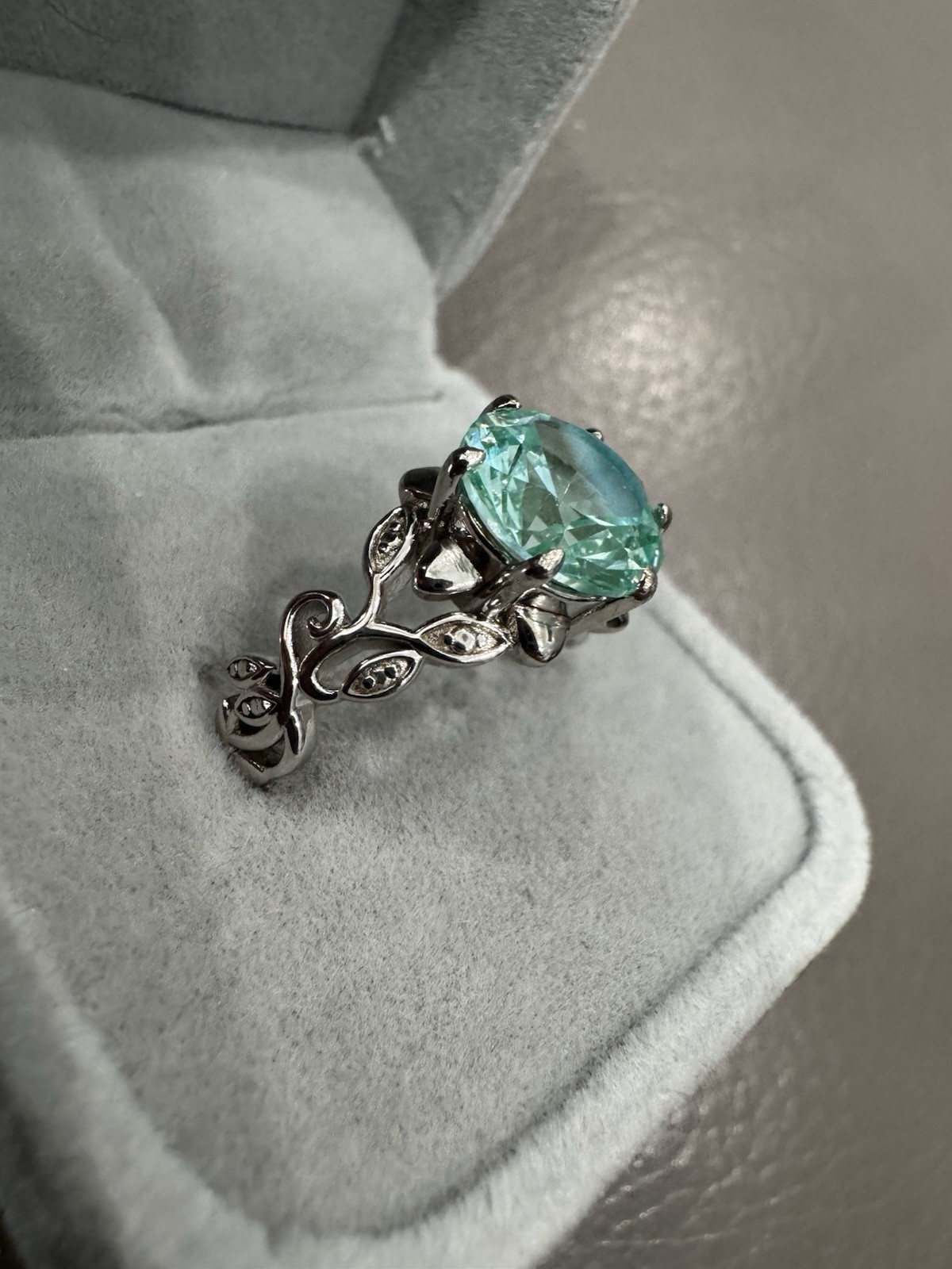 BLUE SPINEL-statement 10mm Round Stone Sz 9 Ring Sterling Silver