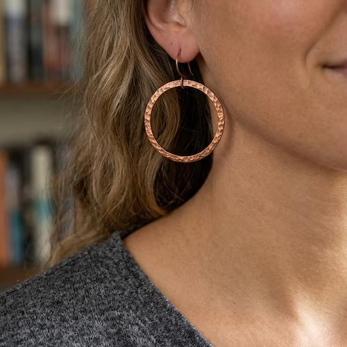 1 Pair Pure Copper Healing Hook Earrings, Jewelry Spiritual Kriya Round