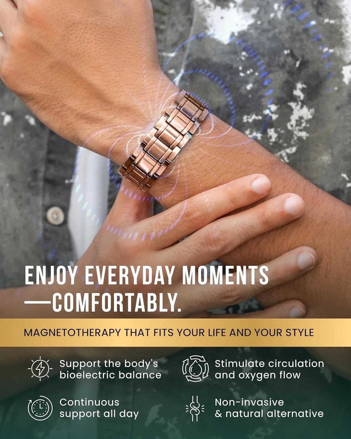 3X Strength Copper Bracelet – 99.9% Pure Copper Bracelets for Men with Magnet…