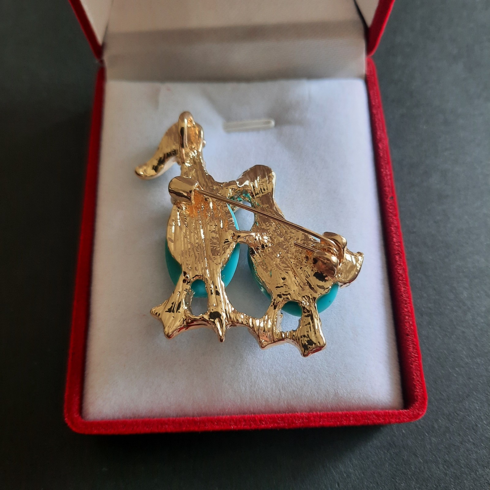 Vintage Style Turquoise Enamel Duck Brooch Pin, Whimsical Animal Jewelry