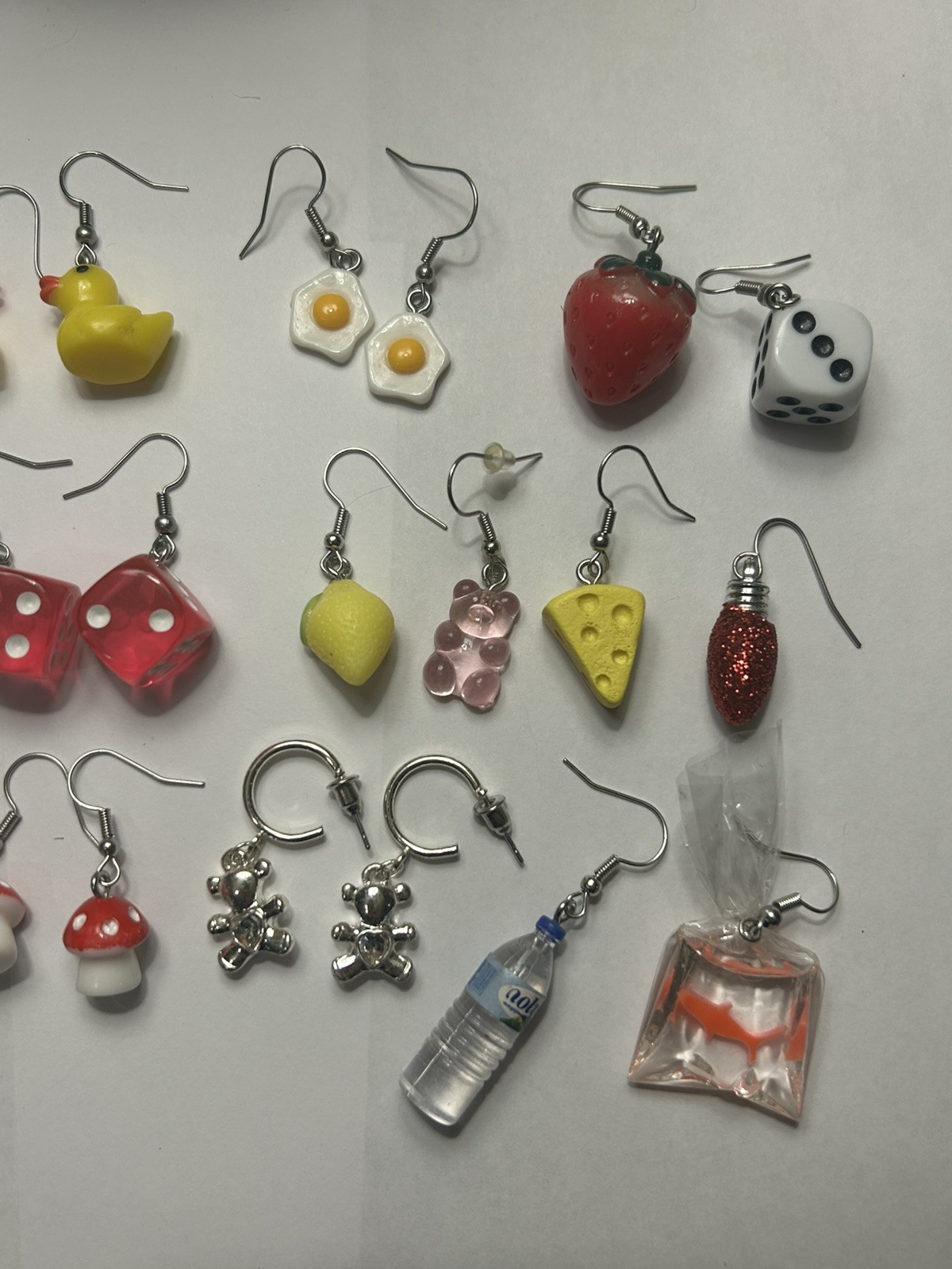 lot of 11 Novelty earrings sets + 8 extras. Some sterling silver