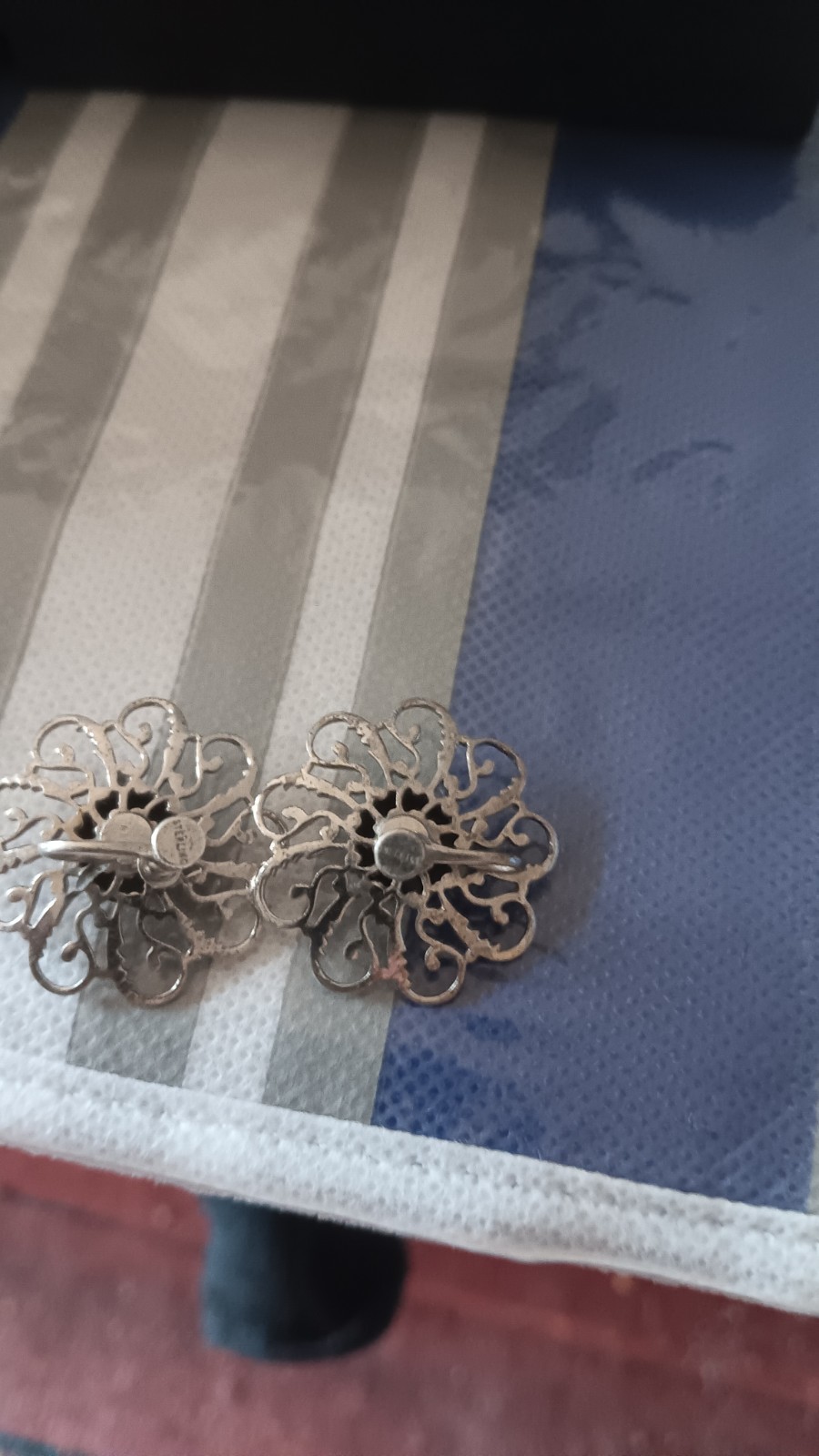 Vintage Sterling Silver Flower Filigree Stud Earrings Pair, Screw Back, No Stone