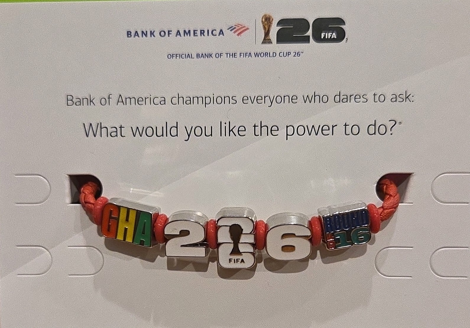 Official Bank of America FIFA World Cup 2026 Red Fan Charm Bracelet GHA