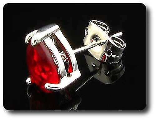 Earrings Ruby 0 3/32×0 5/16in Gold Plated White 18 K