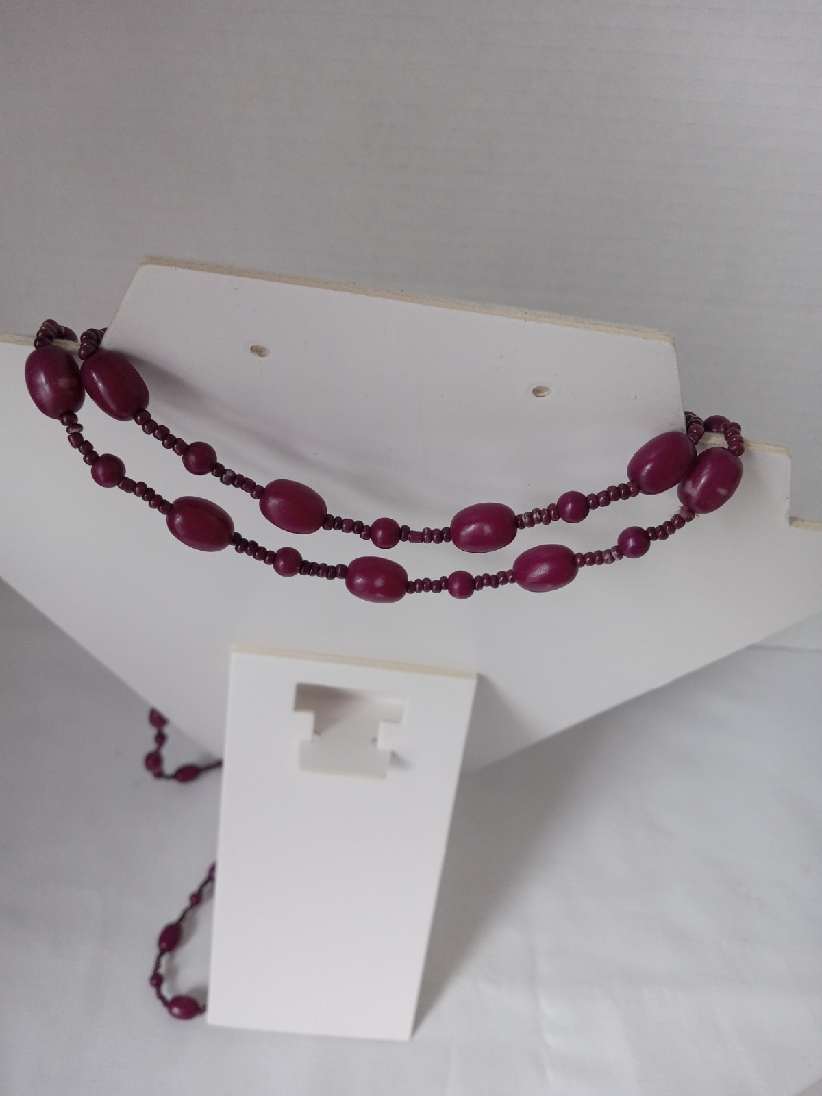 3pc Endless Beaded Neclace Lot Burgundy Blue, and Green.24″ slip on Lightweight