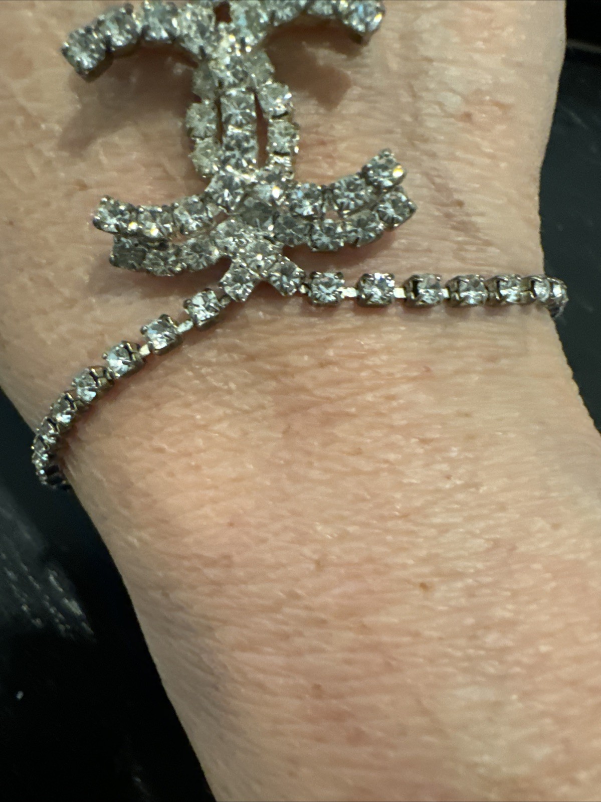 Rhinestone Slave Chain Finger Ring Hand Harness Bracelet Adjustable