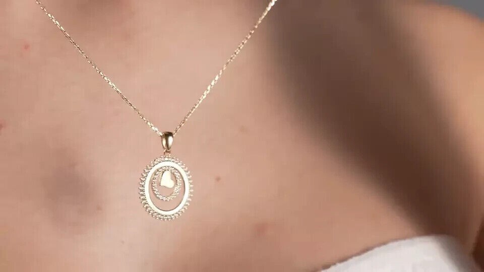 Round Cut Simulated Diamond Stunning Heart Fancy Pendant 14K Yellow Gold Plated