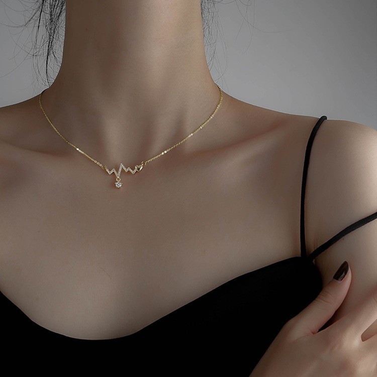 1 Pcs Heartbeat Pendant Choker Short Necklace, Minimalist Daily Charm