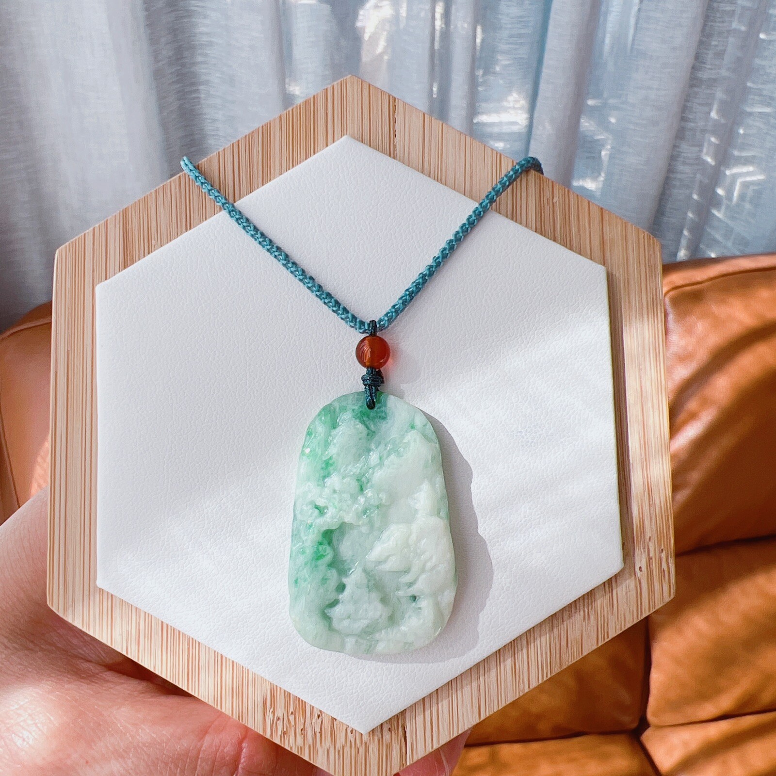 Good quality Natural Burma Jade carving pendant Necklace , unisex necklace