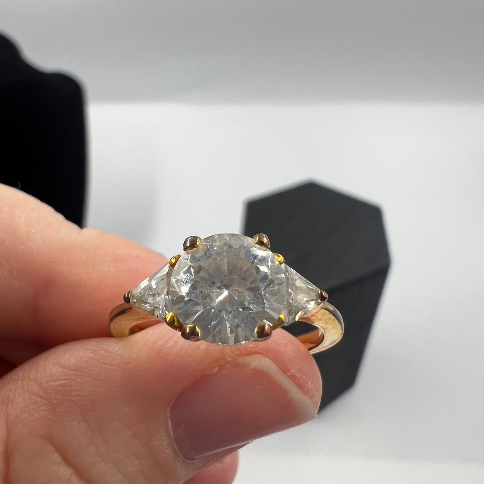 Antique Gold Tone Cubic Zirconia Engagement Style Fairytale Ring Size 9