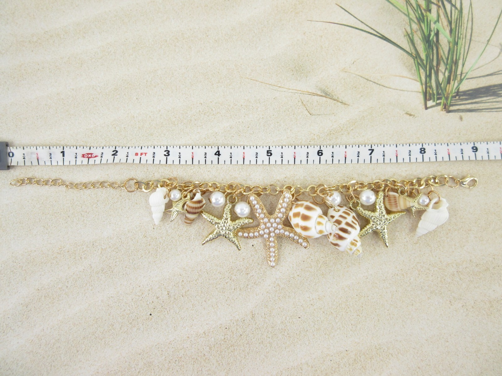 Starfish Seashell Bracelet Pearls Nautical Statement Jewelry Beach Charms NEW
