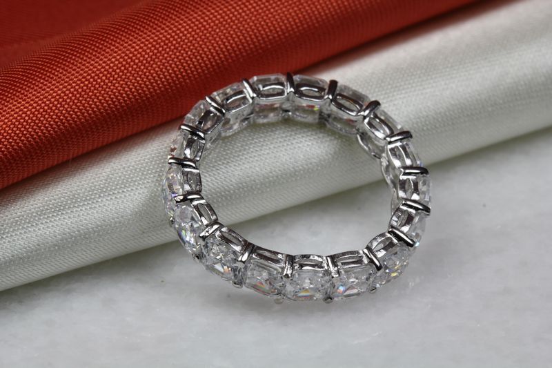 ASSCHER CUT ETERNITY ENGAGEMENT WEDDING RING ANNIVERSARY BAND~17 STNS~ET11-BL-H