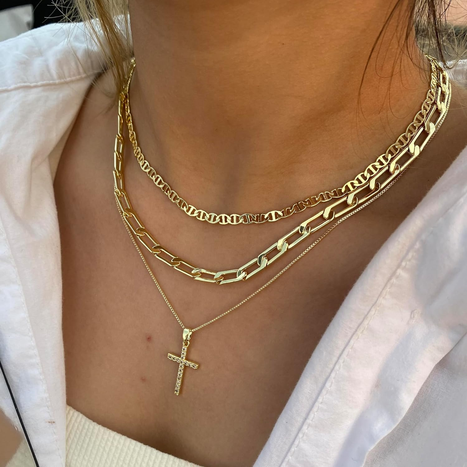 Cross Necklace for Women,Stackable Stacked Stacking Layering Layered Necklaces D