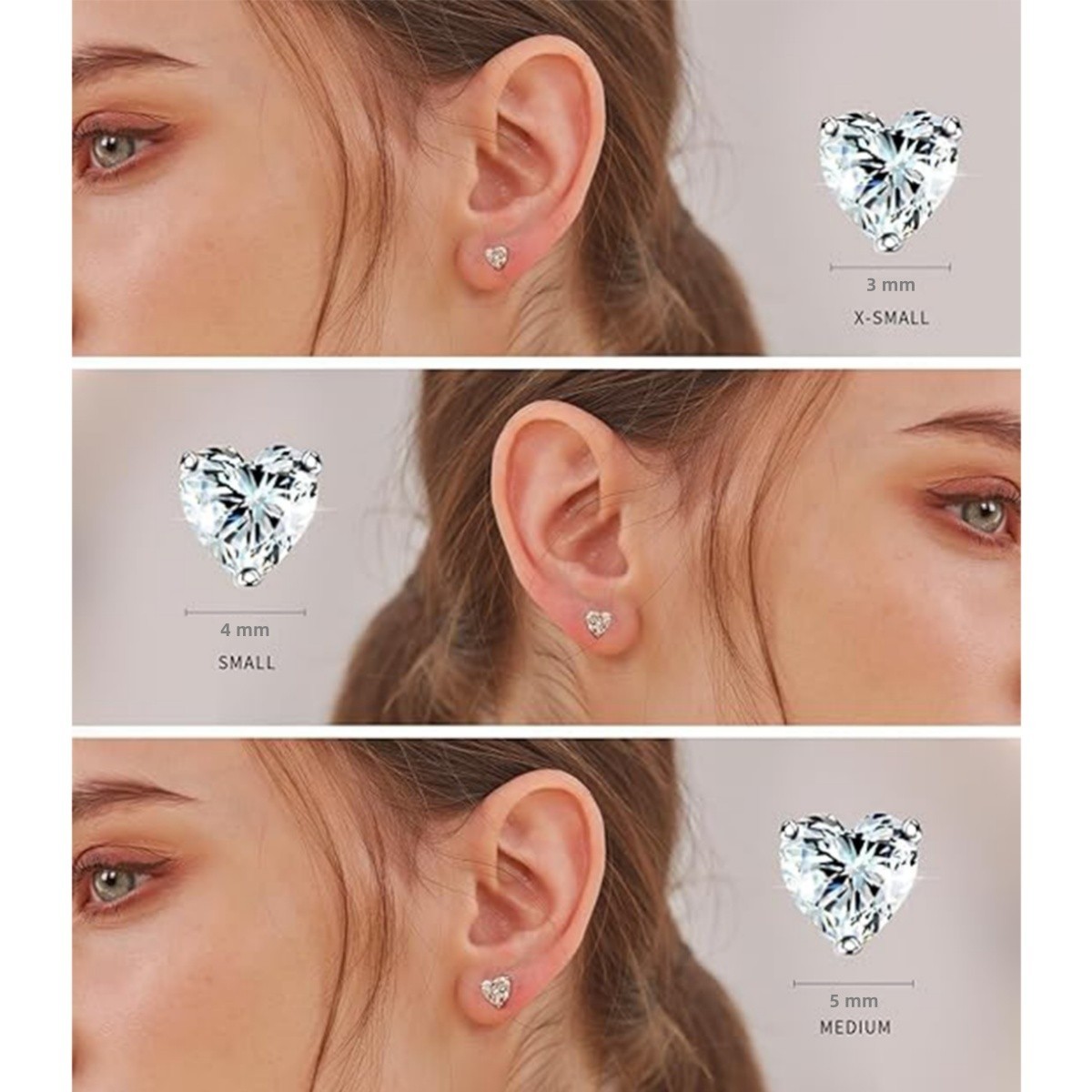 Elegant 925 Sterling Silver Heart Earrings Cubic Zirconia Womens Mens Jewelry US