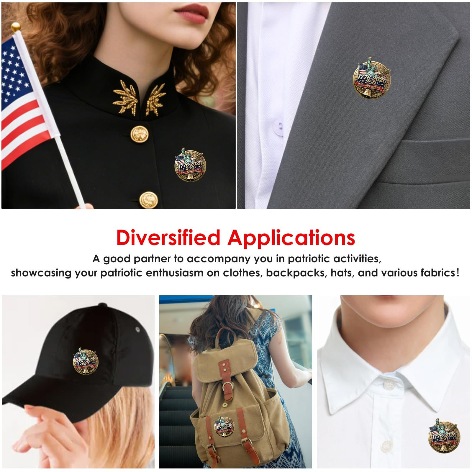 AhfuLife USA Lapel Pins for 250th Anniversary, 1 Pc American 1pcs, 1 Pcs