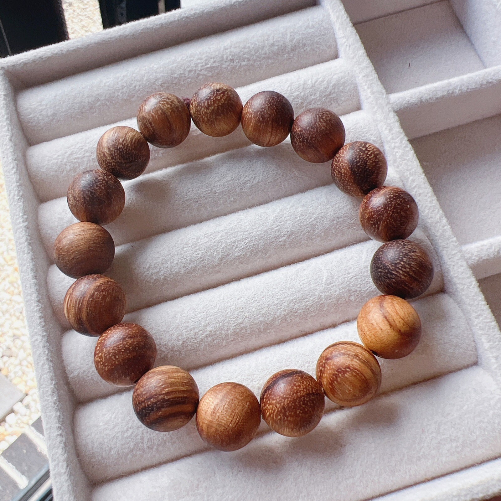 Good Quality Natural Real Agarwood Beaded Bracelet , 12mm Bead