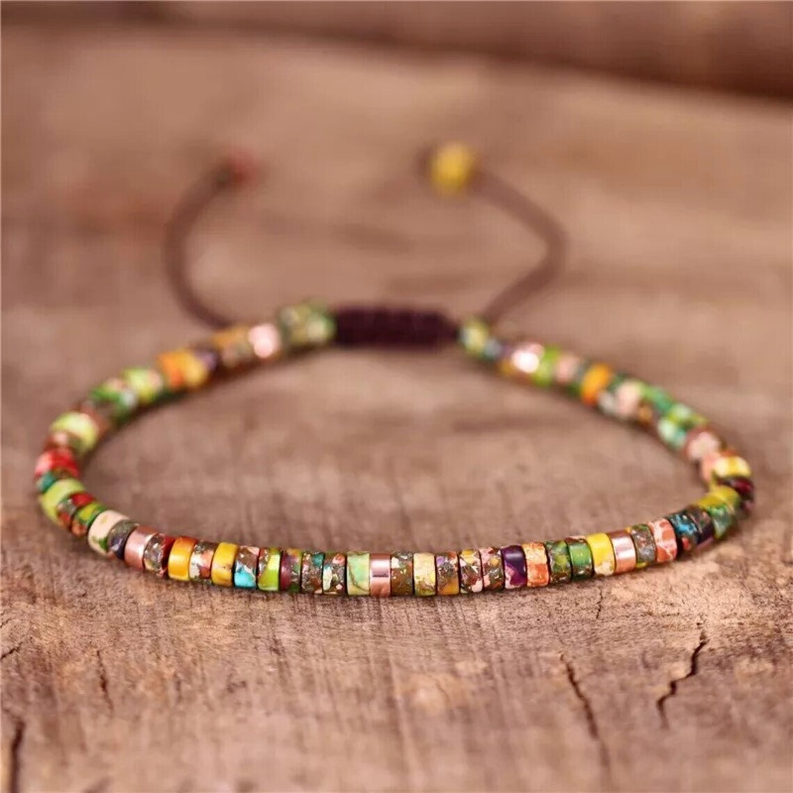 Colorful Sea Sediment 4mm Beads Handmade Braided Chakra Reiki Bracelet for Women