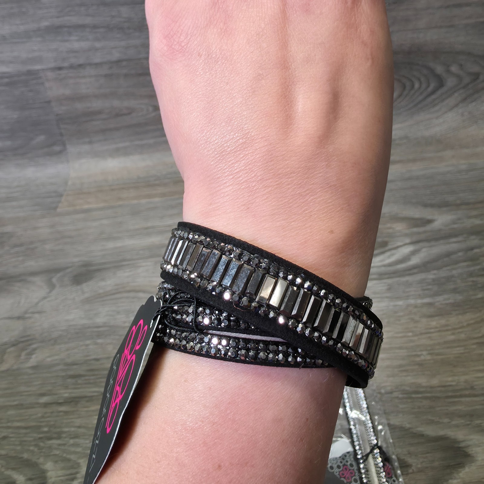 Paparazzi Black Rhinestone Diamond Wrap Bracelet Lot of 2 Boho Jewelry NEW