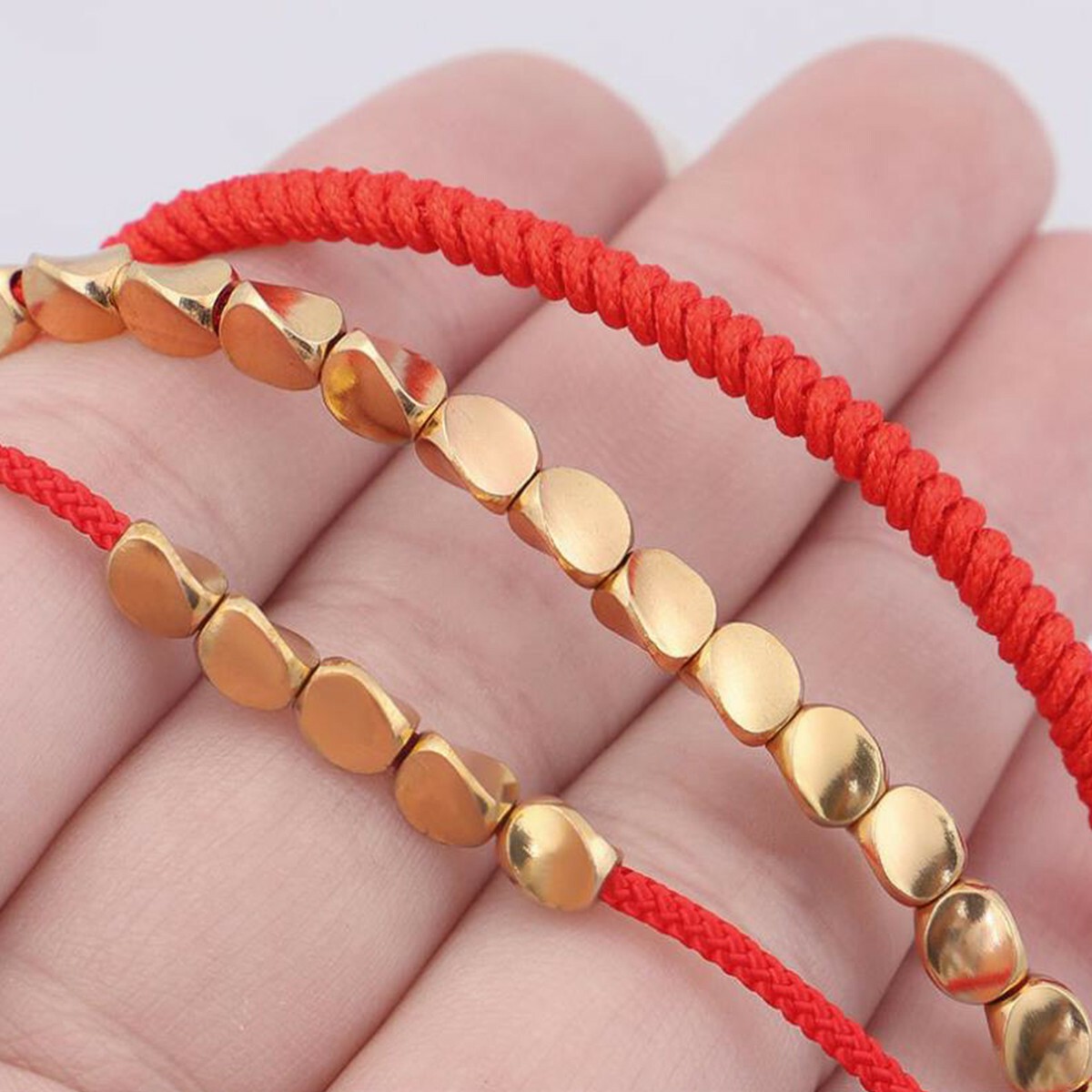 3PCS Tibetan Buddhist Braided Handmade Copper Beads Bracelet Lucky Rope Bangle