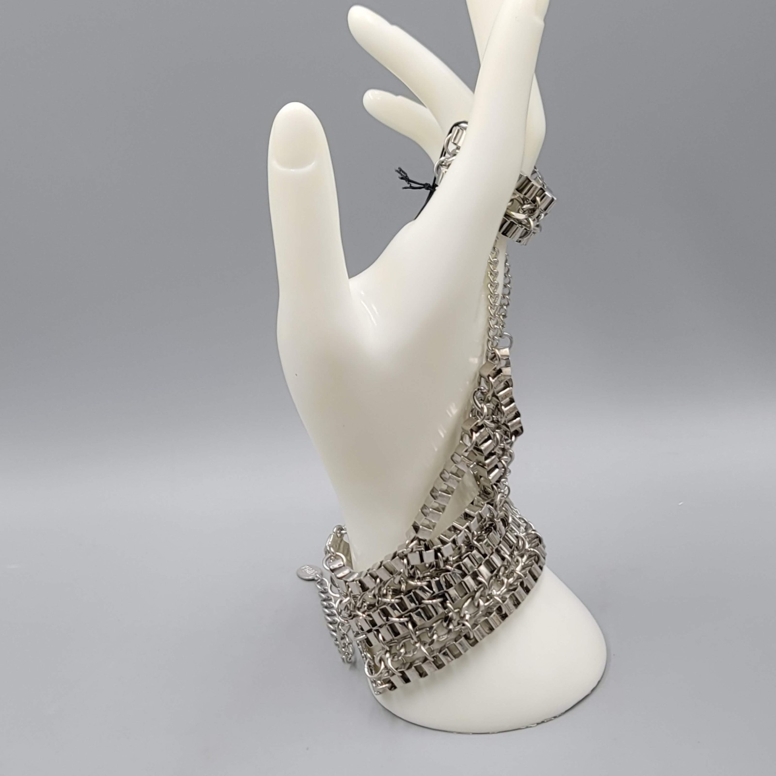 NWT AKIRA CHICAGO Slave Bracelet Silver tone Chain Punk Rock LUCIA Adj NEW