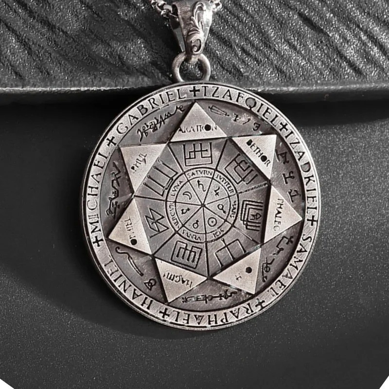 Angel of Life Seal Solomon Men Necklace Kabbalah Amulet Stainless Steel Jewelry
